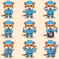 Mascot cartoon of cute Tiger wearing mechanic uniform and cap Royalty Free Stock Photo