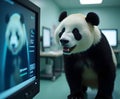 Panda Monitored in Research Facility Depicting Conservation and Science Royalty Free Stock Photo