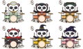 Vector illustration of cute Panda with Halloween costume playing Drum Royalty Free Stock Photo