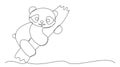 Panda One line drawing isolated on white background