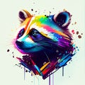 Panda painting on white background. Digital illustration. 3D rendering. Generative AI