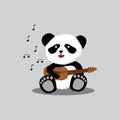 Panda panda illustration design playing guitar musical instrument. Royalty Free Stock Photo