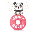 Panda on pink donut