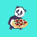 Panda with pizza. illustration, vector. panda. black and white bear. vector. illustration. Royalty Free Stock Photo