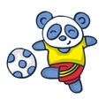 Panda playing football vector illustration