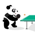 Panda plays table tennis.