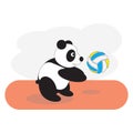 Panda plays with a volleyball