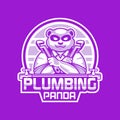 Panda Plumber Cartoon Mascot Logo Royalty Free Stock Photo