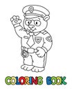 Panda policeman coloring book. Animal Alphabet P