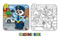 Panda policeman coloring book. Animal Alphabet P Royalty Free Stock Photo