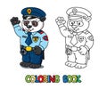 Panda policeman coloring book. Animal Alphabet P Royalty Free Stock Photo