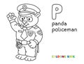 Panda policeman coloring book. Animal Alphabet P Royalty Free Stock Photo