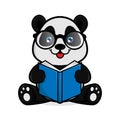 Panda reads book