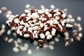 Panda. Red mosaic of bean. Royalty Free Stock Photo