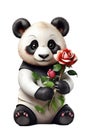 panda with red rose graphic for valentine\'s day