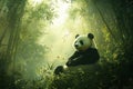 Panda Relaxing in a Lush Bamboo Forest Royalty Free Stock Photo