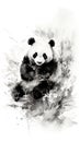 Panda rendered in crayon, skillfully executed in the traditional Chinese drawing style.