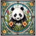 Art Nouveau Panda Vitral Window Royalty Free Stock Photo