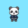 Panda Samurai Cute Creative Kawaii Cartoon Mascot Logo