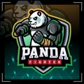 Panda samurai mascot. esport logo design Royalty Free Stock Photo