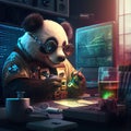 Panda Scientist in a lab. Sci fi art. AI art generated