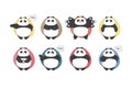 Panda set emotions. Vector cartoon style cute collection. Doodle kid.