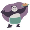 Panda shows a tray with Chinese food Dim Sum.