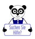 Panda with sign, help, question, german, isolated. Royalty Free Stock Photo
