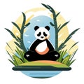 Panda sitting on the grass. Vector illustration in cartoon style. Generative AI Royalty Free Stock Photo