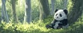 Panda sitting peacefully in a lush forest Royalty Free Stock Photo