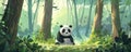 Panda sitting peacefully in a lush green forest Royalty Free Stock Photo