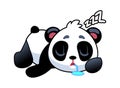 Panda sleeping. Cute asian adorable bear lying, china baby mascot, wildlife or zoo kawaii animal, simple icon or logo Royalty Free Stock Photo