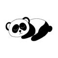 panda sleeping icon. hand drawn doodle style. vector, minimalism, monochrome. nursery animal, cute decor for kids room Royalty Free Stock Photo