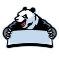 Panda in sport mascot hold the blank banner