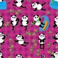 Panda sport bamboo seamless pattern