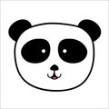 Panda sticker. Black and white. Vector