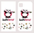 panda Sushi lover typographic with vector sushi character