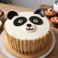 Cute Panda Face Flan Cake With Nikon D750 Photo Style Royalty Free Stock Photo