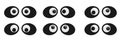 Panda toy eyes set vector illustration. Wobbly plastic open eyeballs of funny Chinese bear looking up, down, left, right