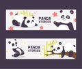 Panda vector bearcat chinese bear with bamboo playing or sleeping illustration backdrop set of giant panda eating