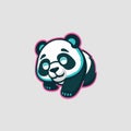 panda vector logo design template. cute panda mascot logo design Royalty Free Stock Photo