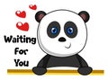 Panda waiting love, illustration, vector