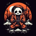 panda warrior warhammer tshirt design mockup printable cover tattoo isolated vector illustration