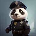 Cartoon Panda Bear In Police Uniform - 2d Game Art Commission