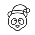 Panda Wearing Santa Hat Outline Icon Editable Stroke