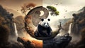 Panda and yin yang symbol art