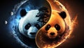 Panda and yin yang symbol art