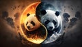 Panda and yin yang symbol art