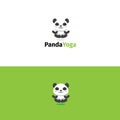 Panda yoga logo. Meditating bear mascot