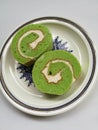 Pandan flavored roll cake